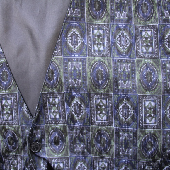 Vintage 1990s Silk Printed Vest; Men's Size Small - Picture 2 of 7